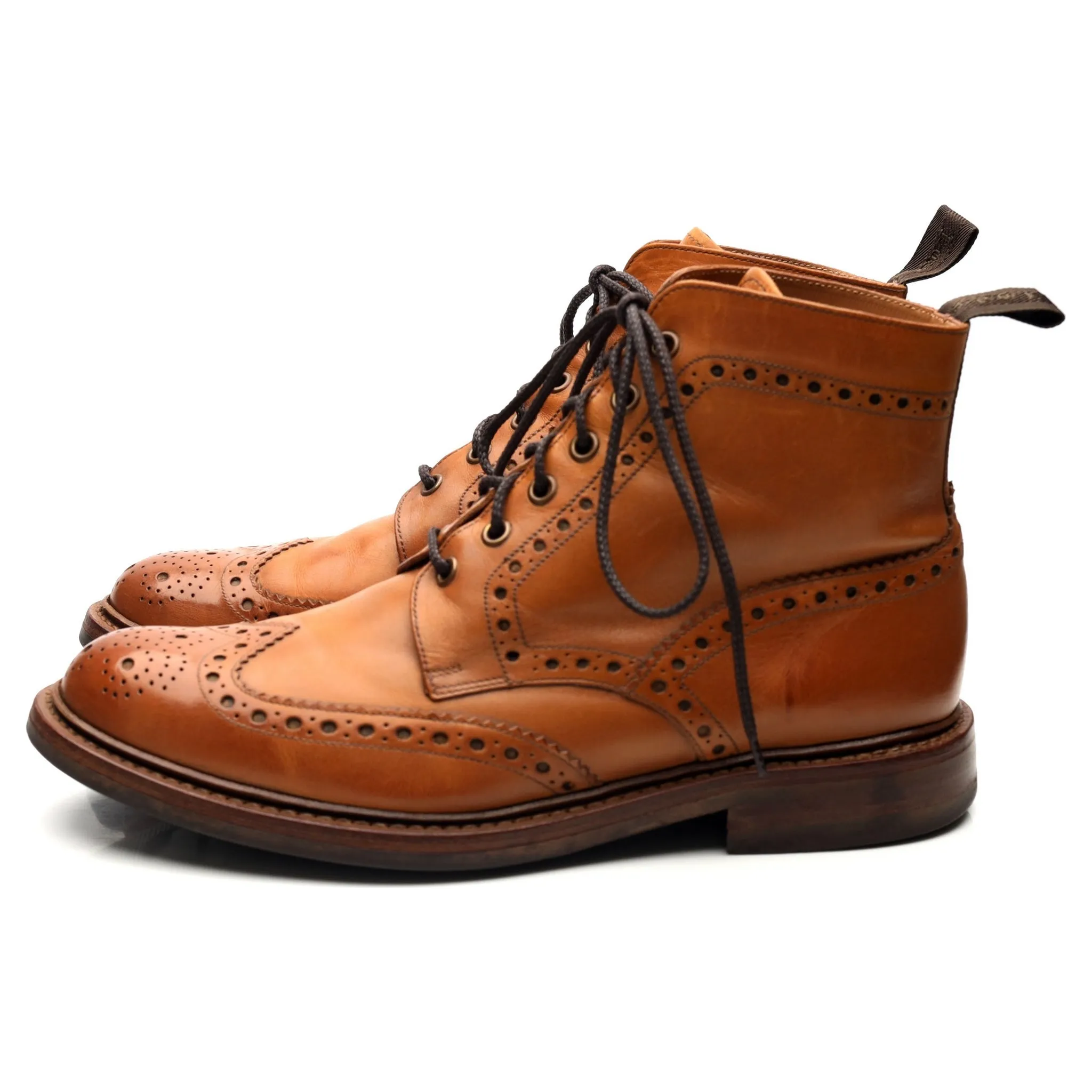 1880 'Bedale' Tan Brown Leather Boots UK 8 G