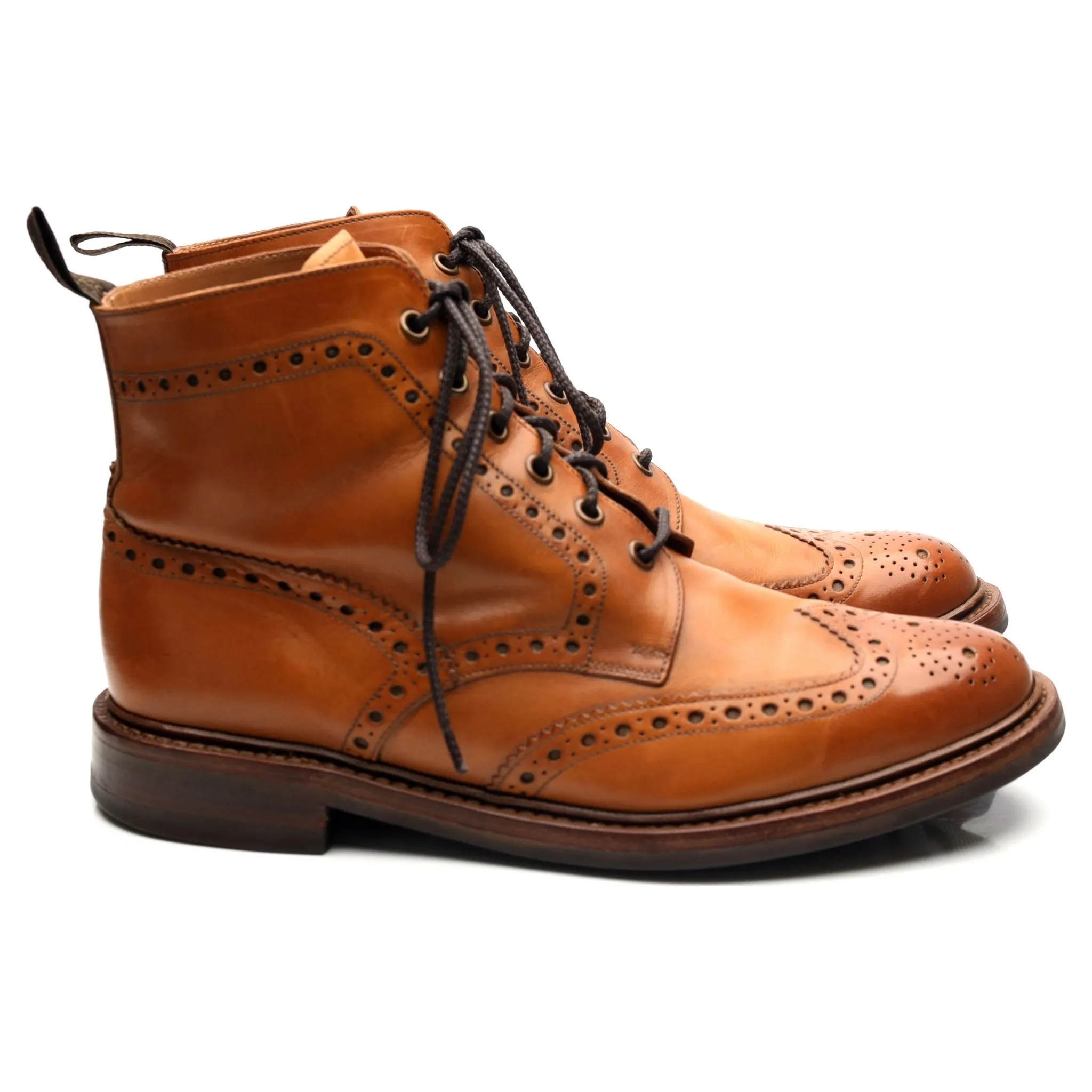 1880 'Bedale' Tan Brown Leather Boots UK 8 G