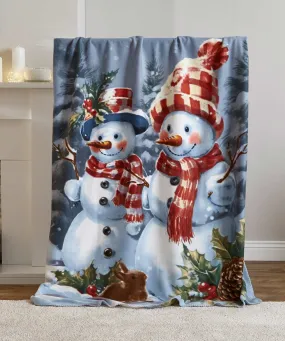 2 Snowman Fleece Throws