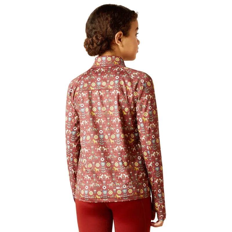 Ariat Lowell 2.0 1/4 Zip Junior Girls Base Layer - Red Ochre Dala Horse