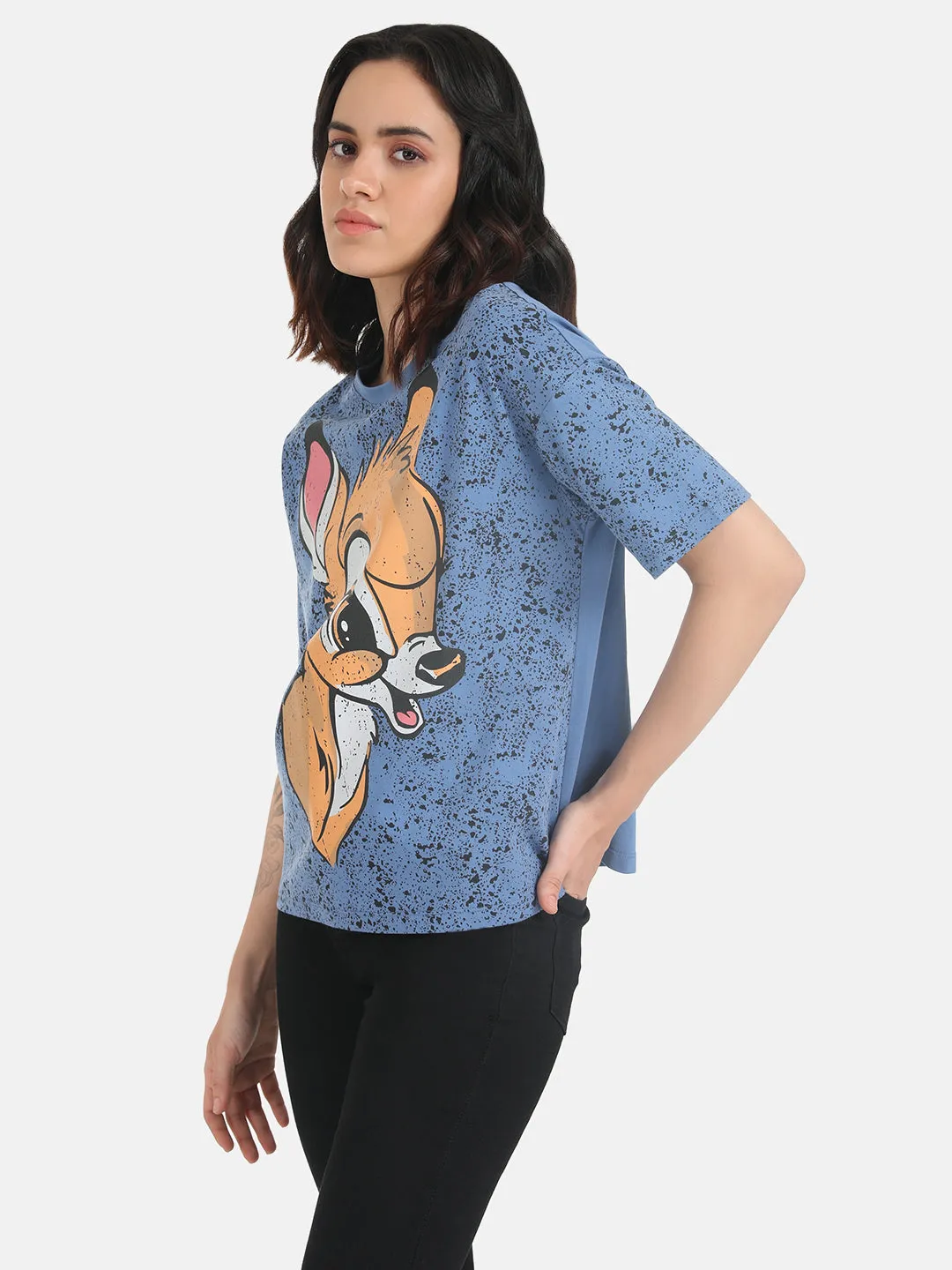 Bambi  Disney Printed T-Shirt With Spray Paint Effect