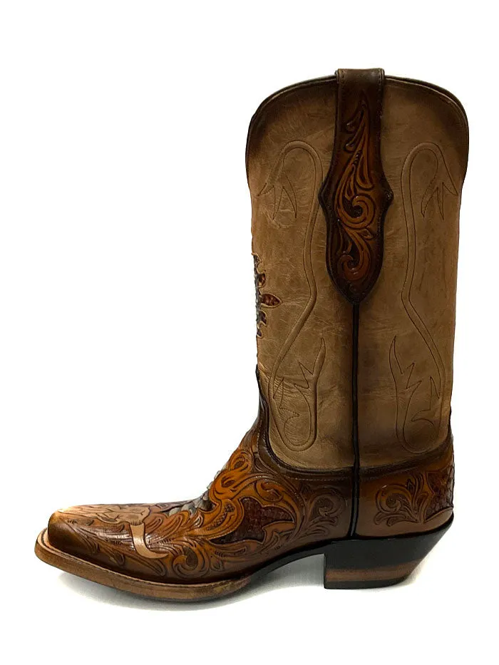 Black Jack HT-1425 Mens Hand Tooled Byson Skull Boot Rust Dyed