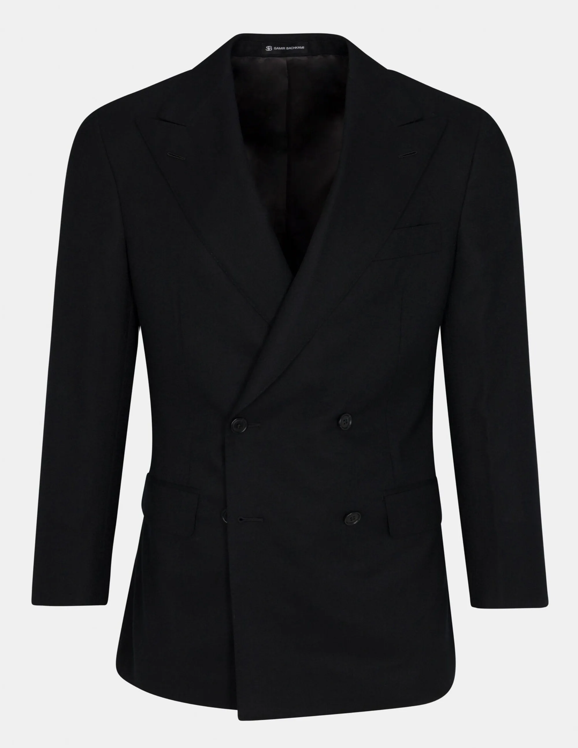 Black Wool Cashmere Double Breasted Jacket