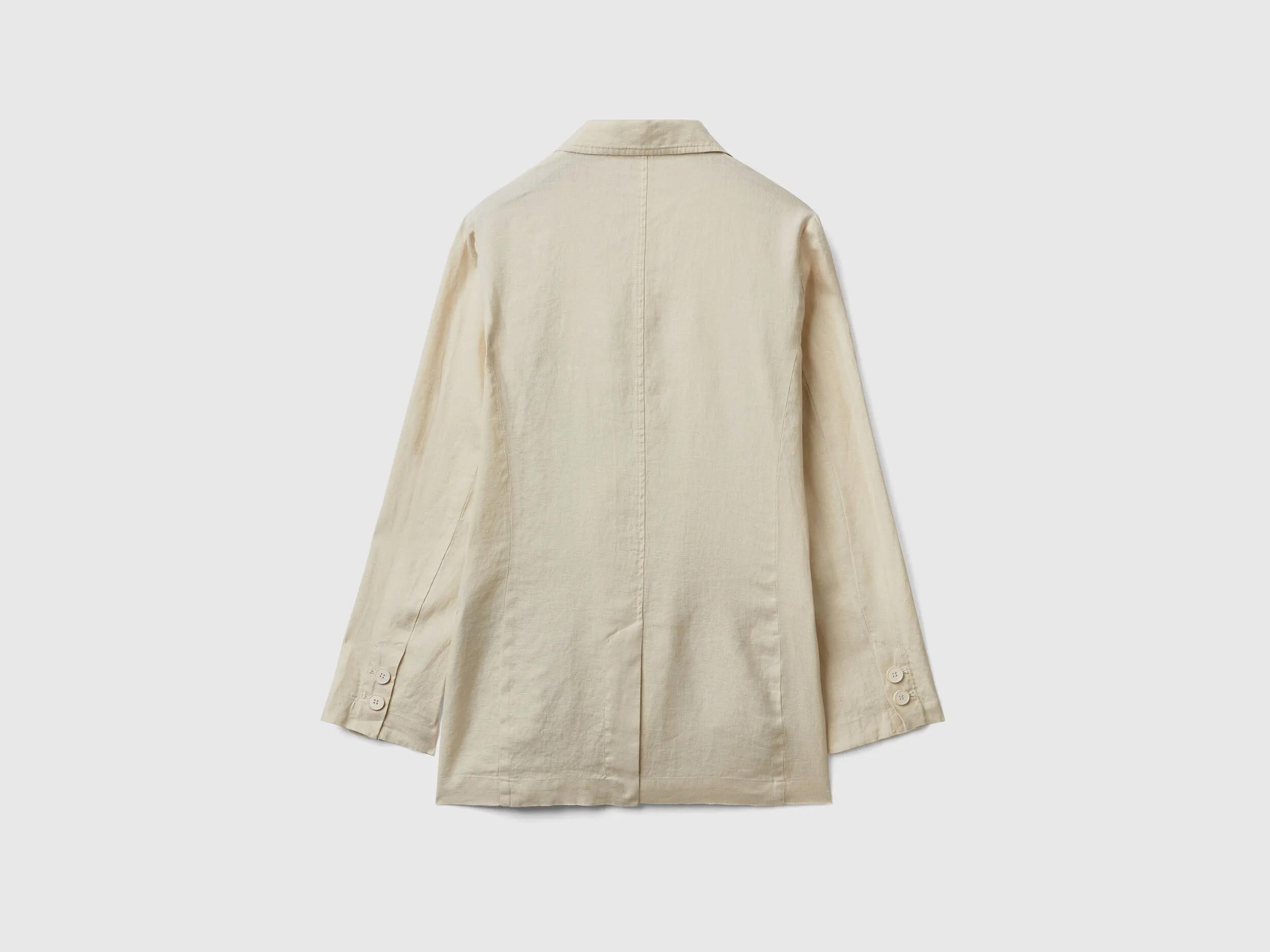 Blazer in pure linen - Beige | Benetton