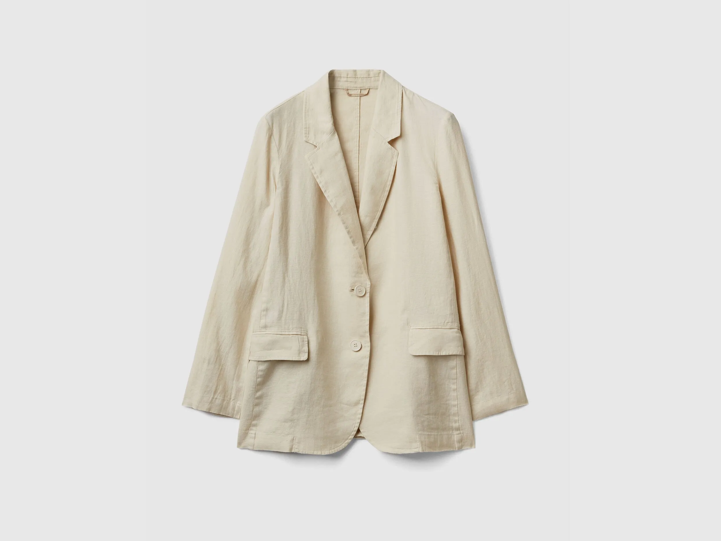 Blazer in pure linen - Beige | Benetton