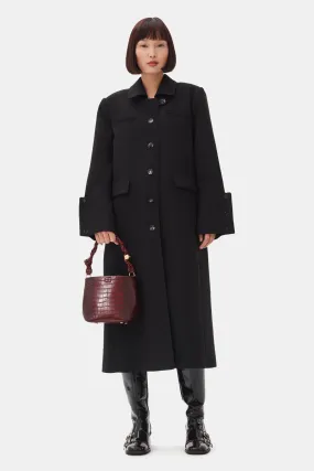 BONDED CREPE COAT BLACK - GANNI