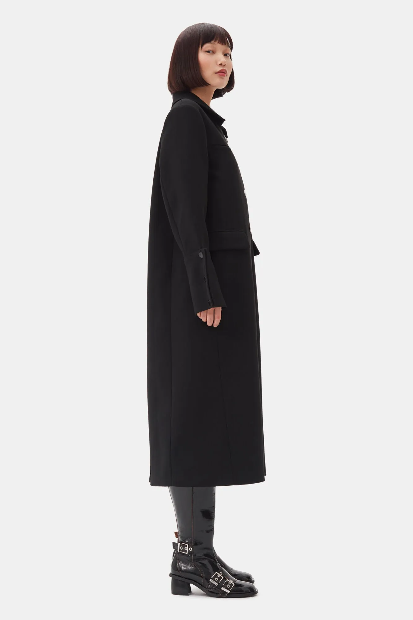 BONDED CREPE COAT BLACK - GANNI