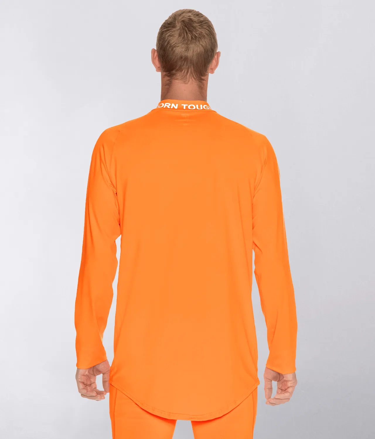 Born Tough Mock Neck Long Sleeve Base Layer Crossfit Shirt For Men Orange