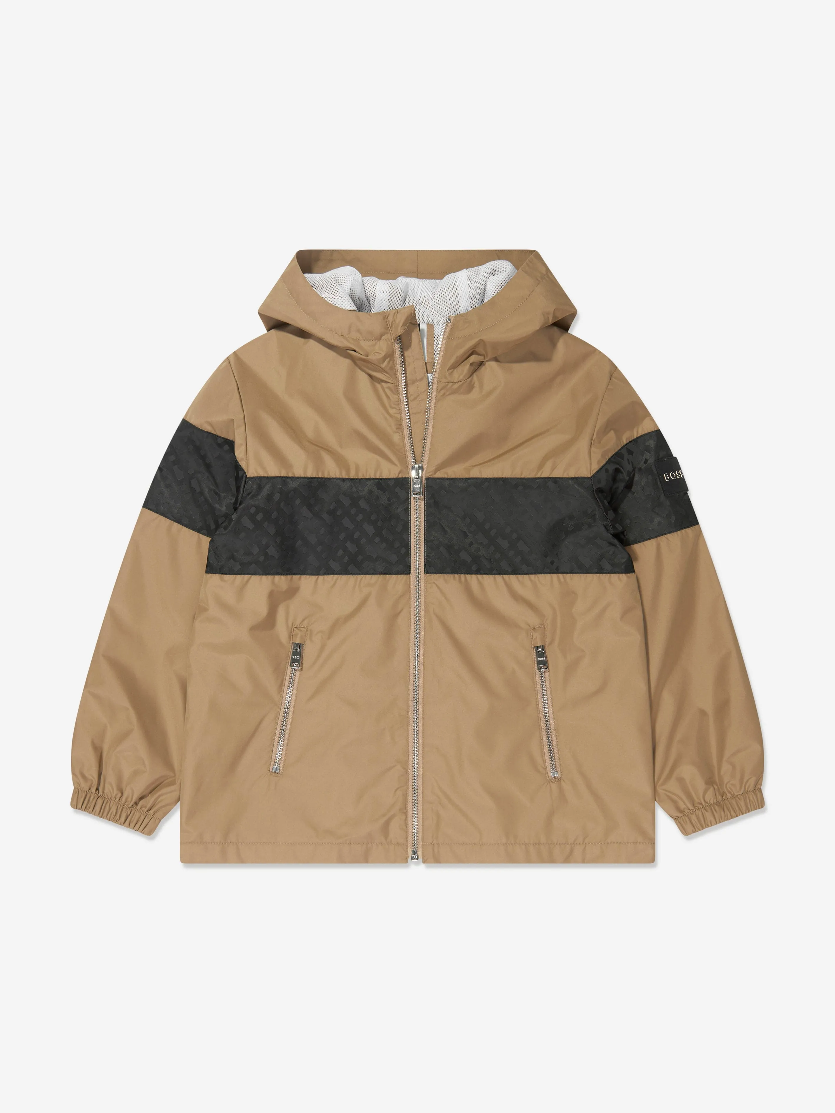 BOSS Boys Hooded Windbreaker in Beige