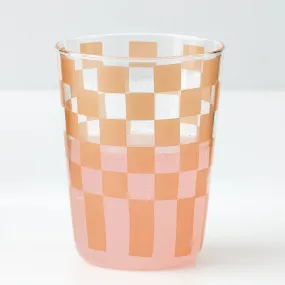 Checkerboard Glass Tumbler | Almond