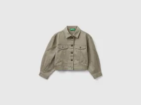 Colorful stretch cotton jacket - Light Green | Benetton