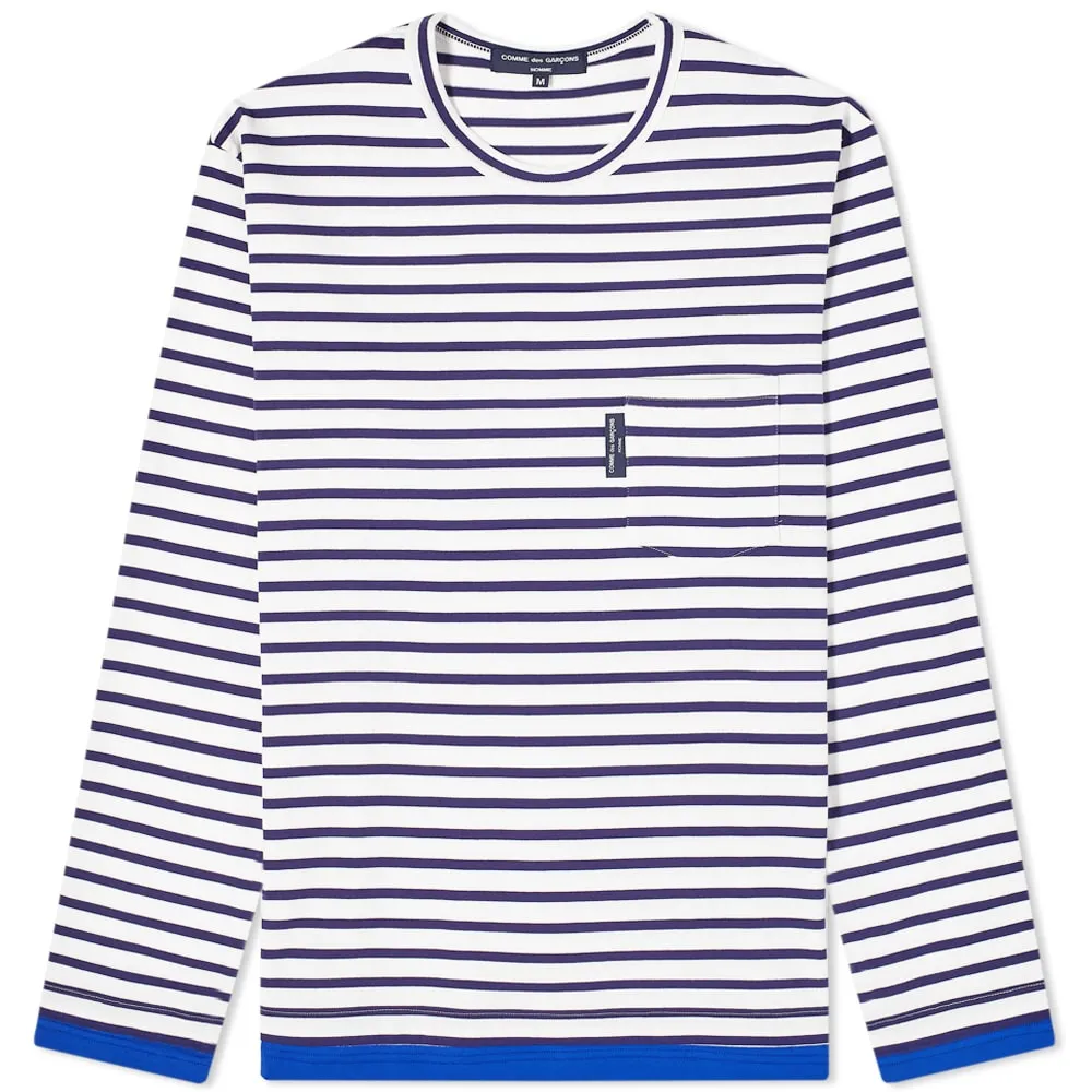 Comme Des Garcons Homme Long Sleeve Stripe T-ShirtNavy, White & Blue