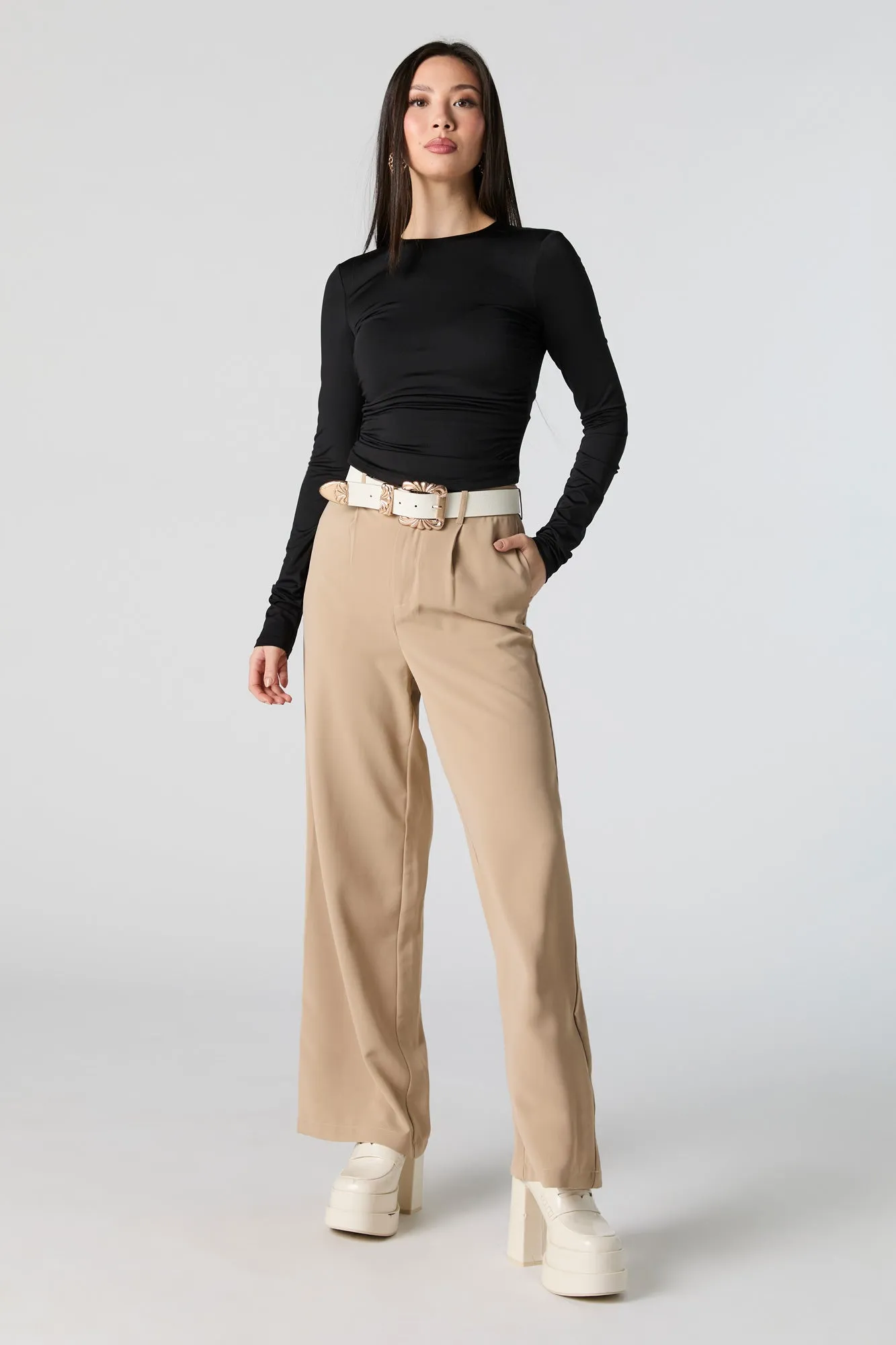 Contour Ruched Long Sleeve Top