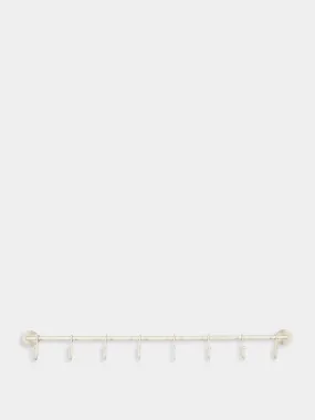 Cream Iron Coat Rack with 8 Hooks