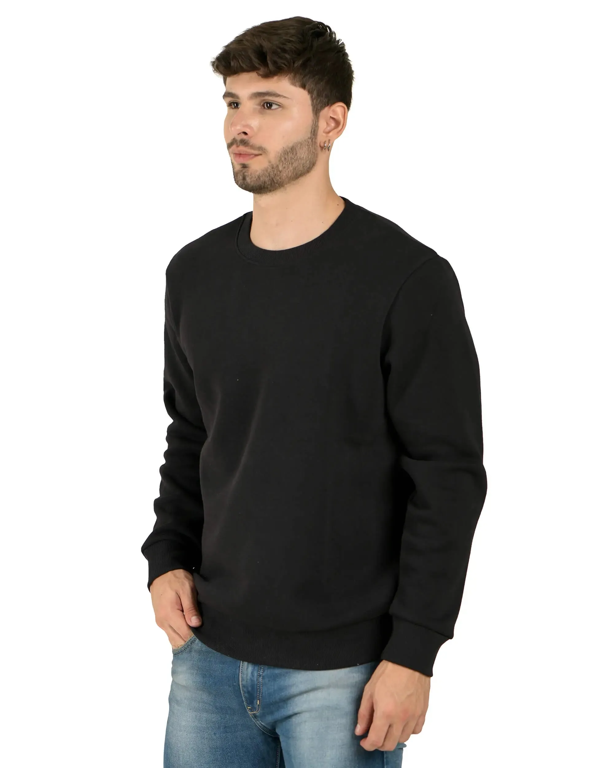 Crew Neck Sweatshirt (Unisex) Black-50/50 Fleece