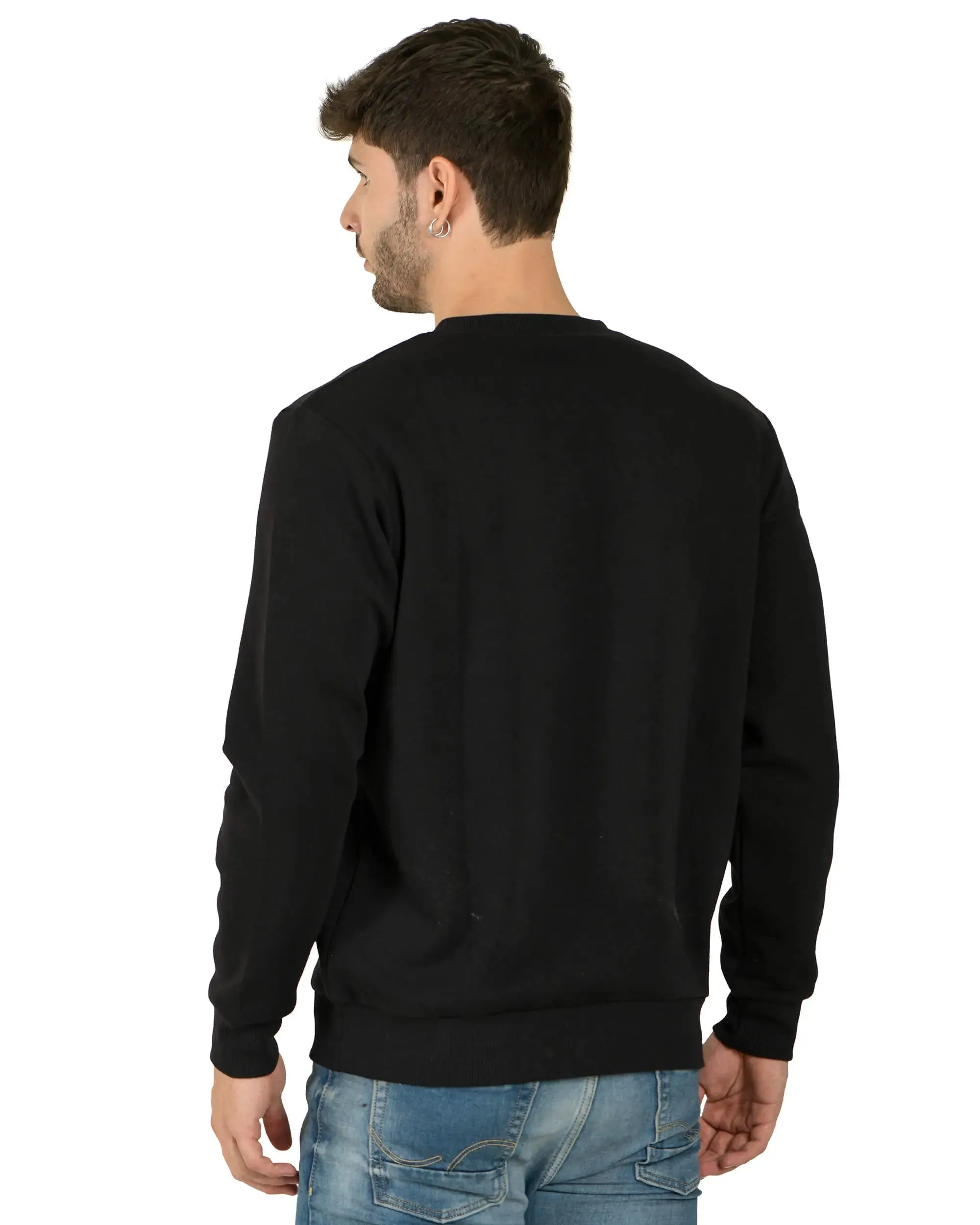 Crew Neck Sweatshirt (Unisex) Black-50/50 Fleece