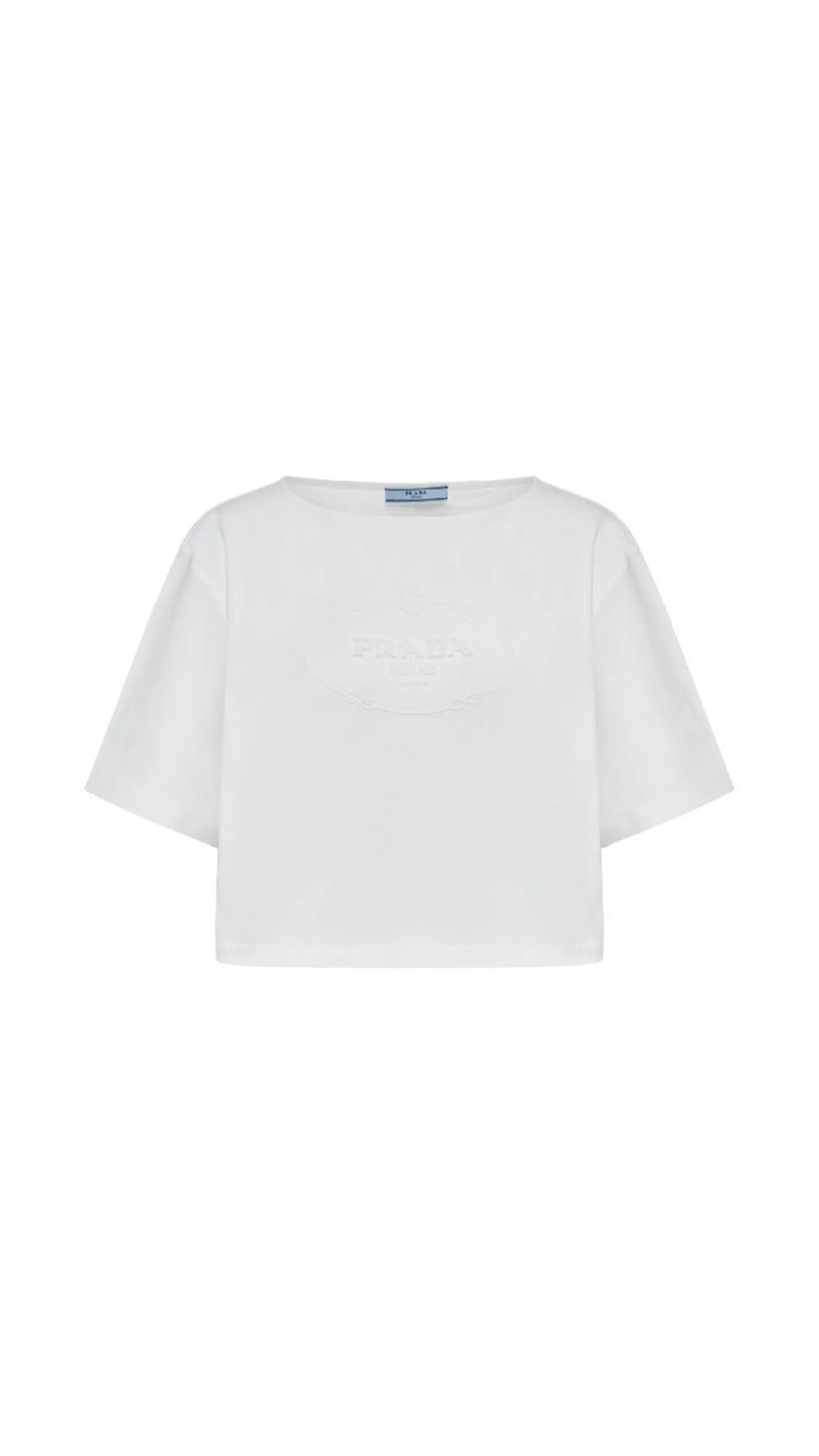 Cropped Logo Embossed T-shirt - White