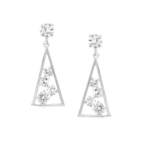 Cubic Zirconia With Triangle Shape Drop Earrings- Pack of 3