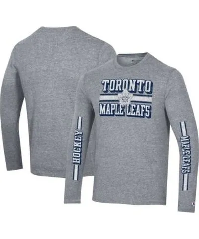 Cutter & Buck Men's NHL Toronto Maple Leafs Tri-Blend Dual-Stripe Long Sleeve T-Shirt