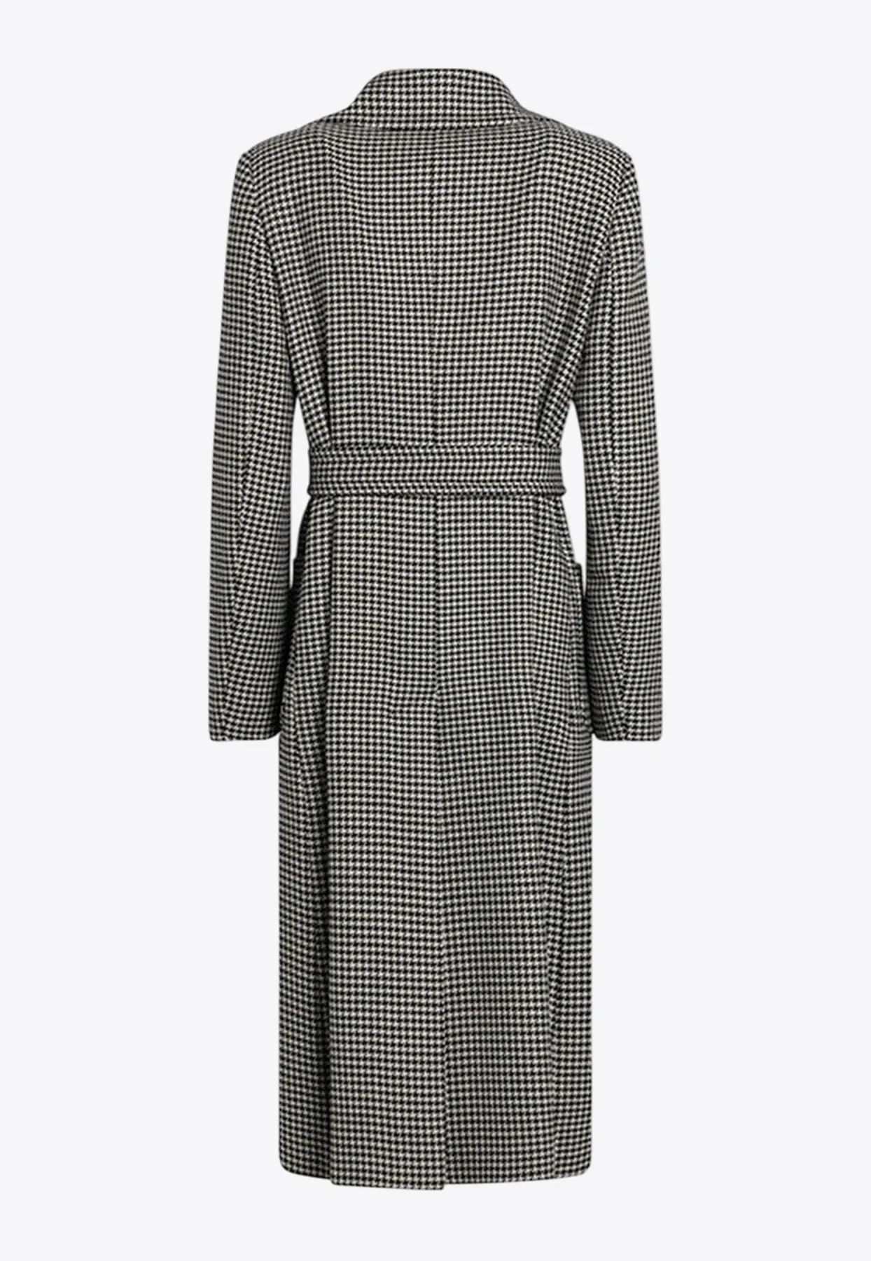 Double-Breasted Houndstooth Wool Coat