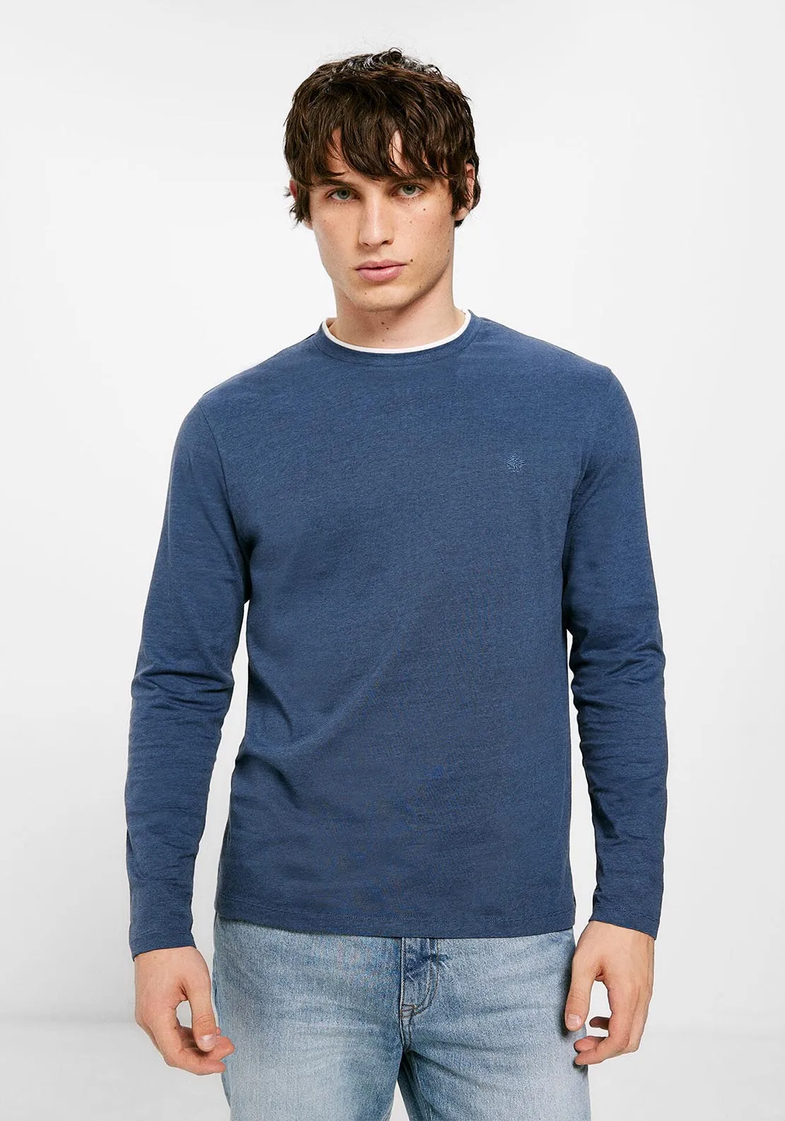 Double micro-striped long-sleeved T-shirt - Blue