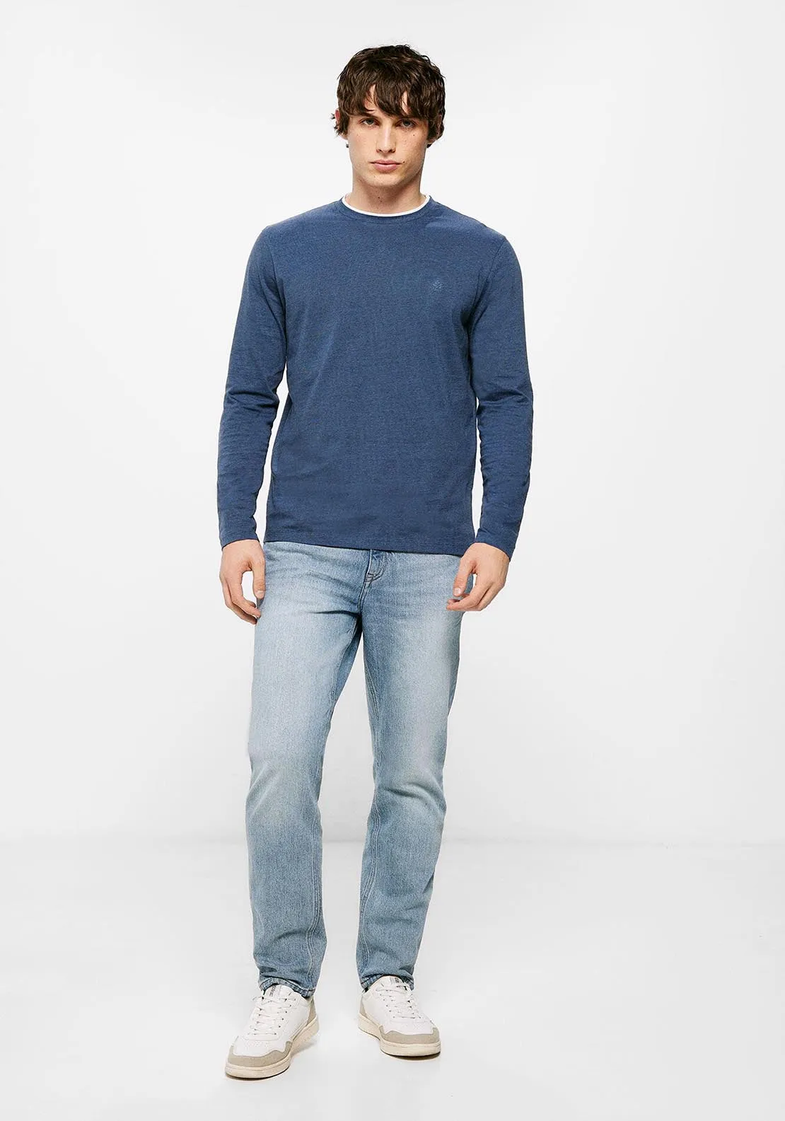 Double micro-striped long-sleeved T-shirt - Blue