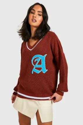 Embroidered Patch Cricket Sweater