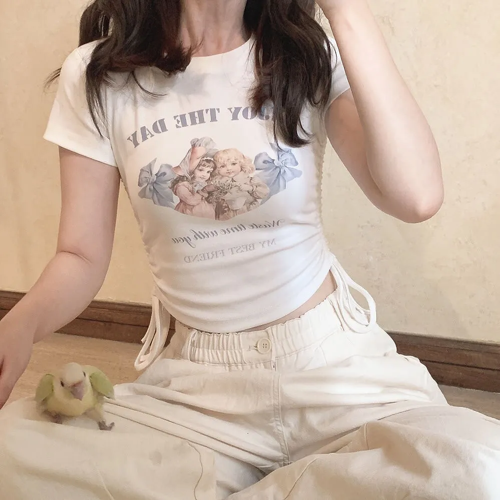 “Enjoy the day” cute angel T-shirt BY6160