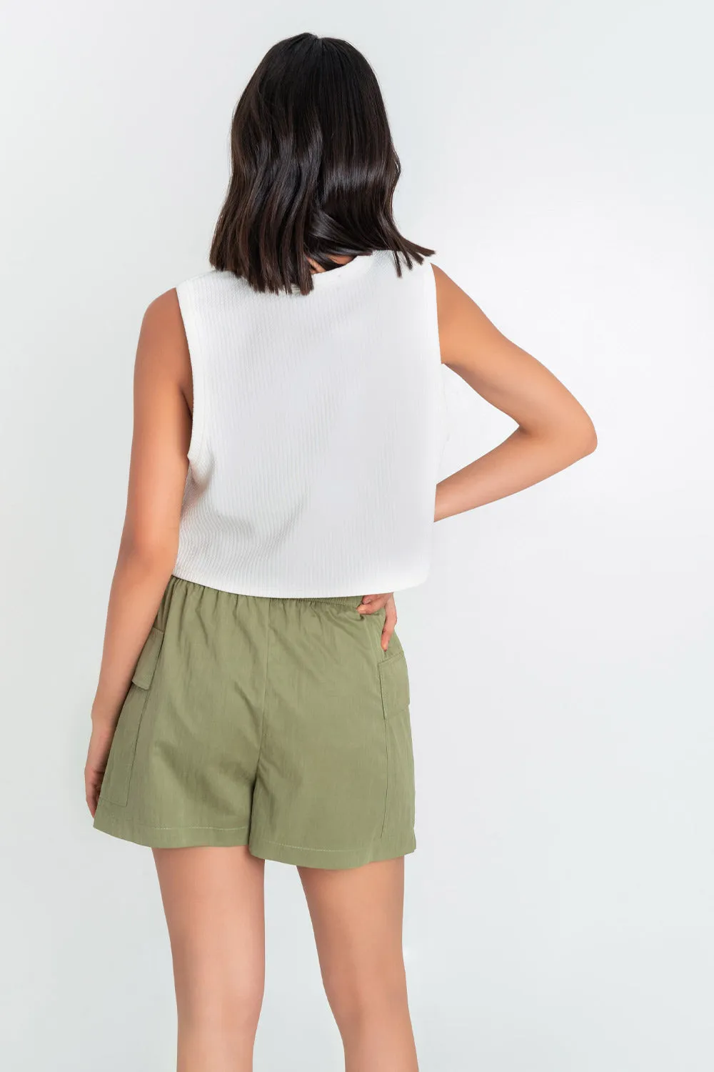 Falda short cargo cintura elástica con jareta