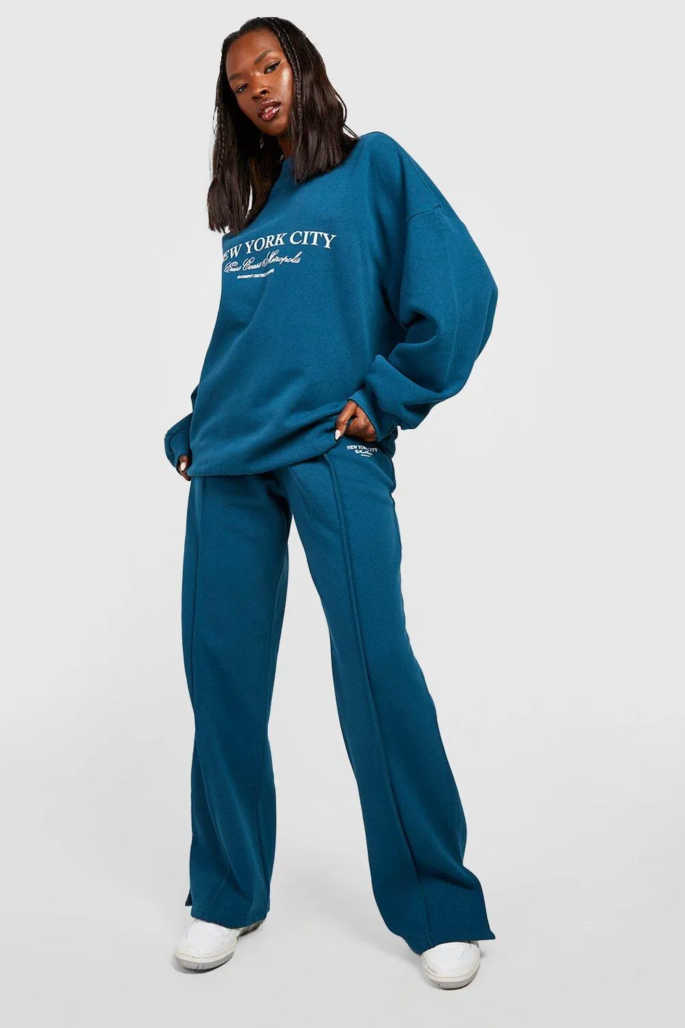 Funnel Neck Sweater Straight Leg Tracksuit