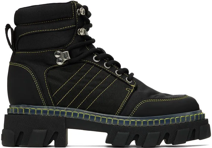 GANNI Black Cleated Hiking Boots