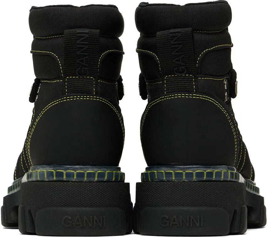 GANNI Black Cleated Hiking Boots