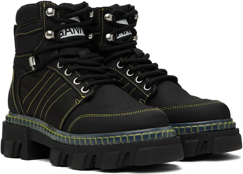 GANNI Black Cleated Hiking Boots