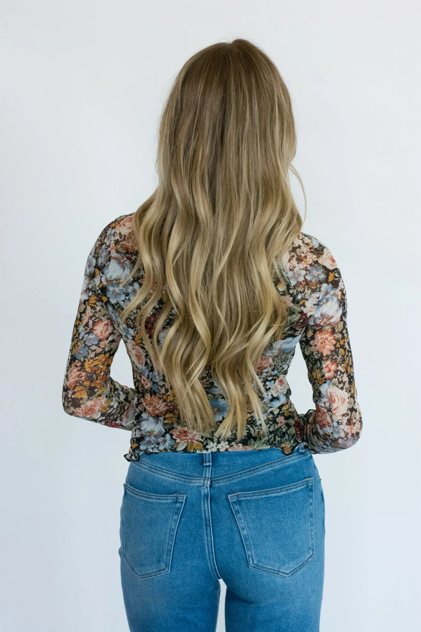 Hard Not to Love Her Floral Mesh Long Sleeve Top