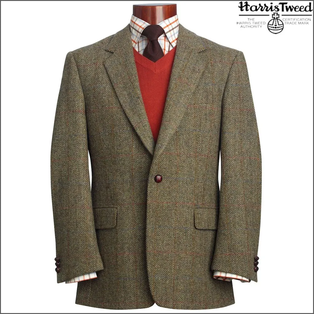 Harris Tweed Beige/Olive Herrinbone Jacket*