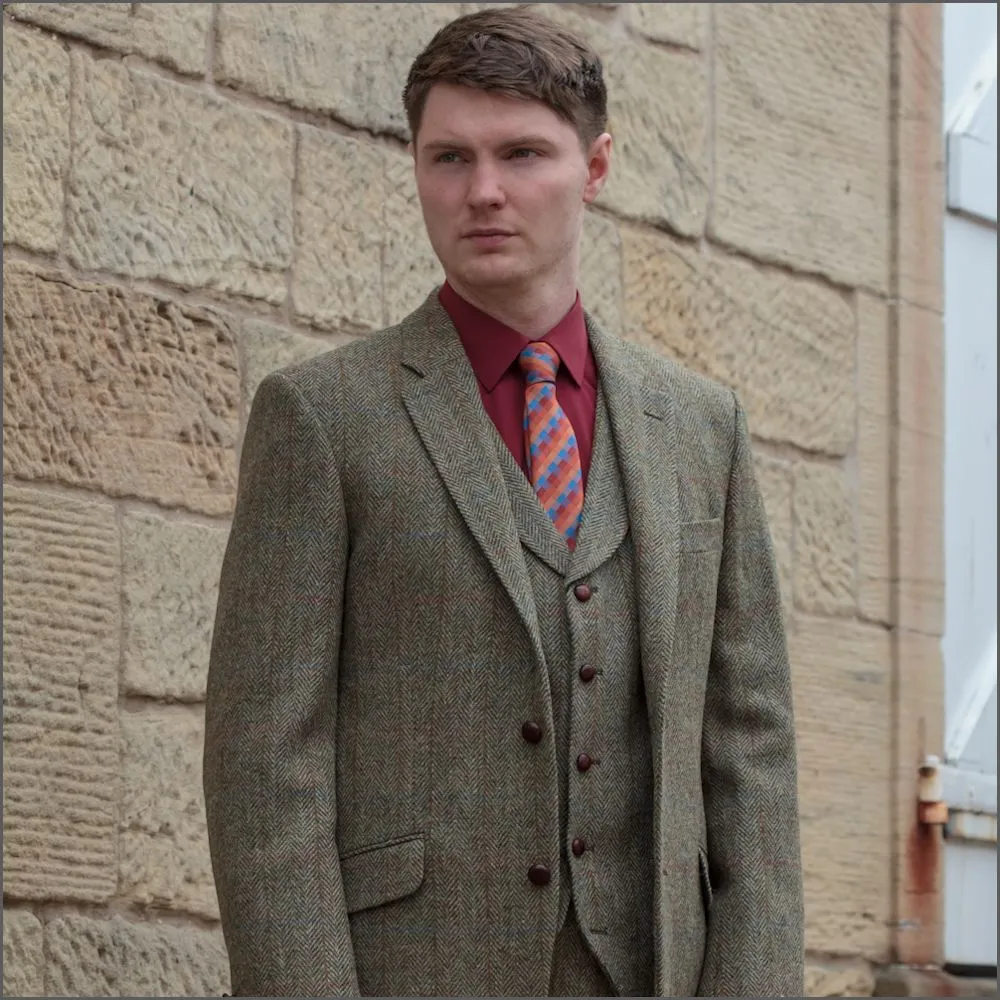 Harris Tweed Beige/Olive Herrinbone Jacket*