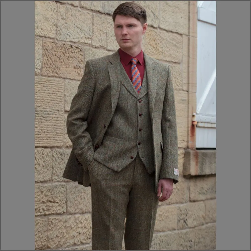 Harris Tweed Beige/Olive Herrinbone Jacket*