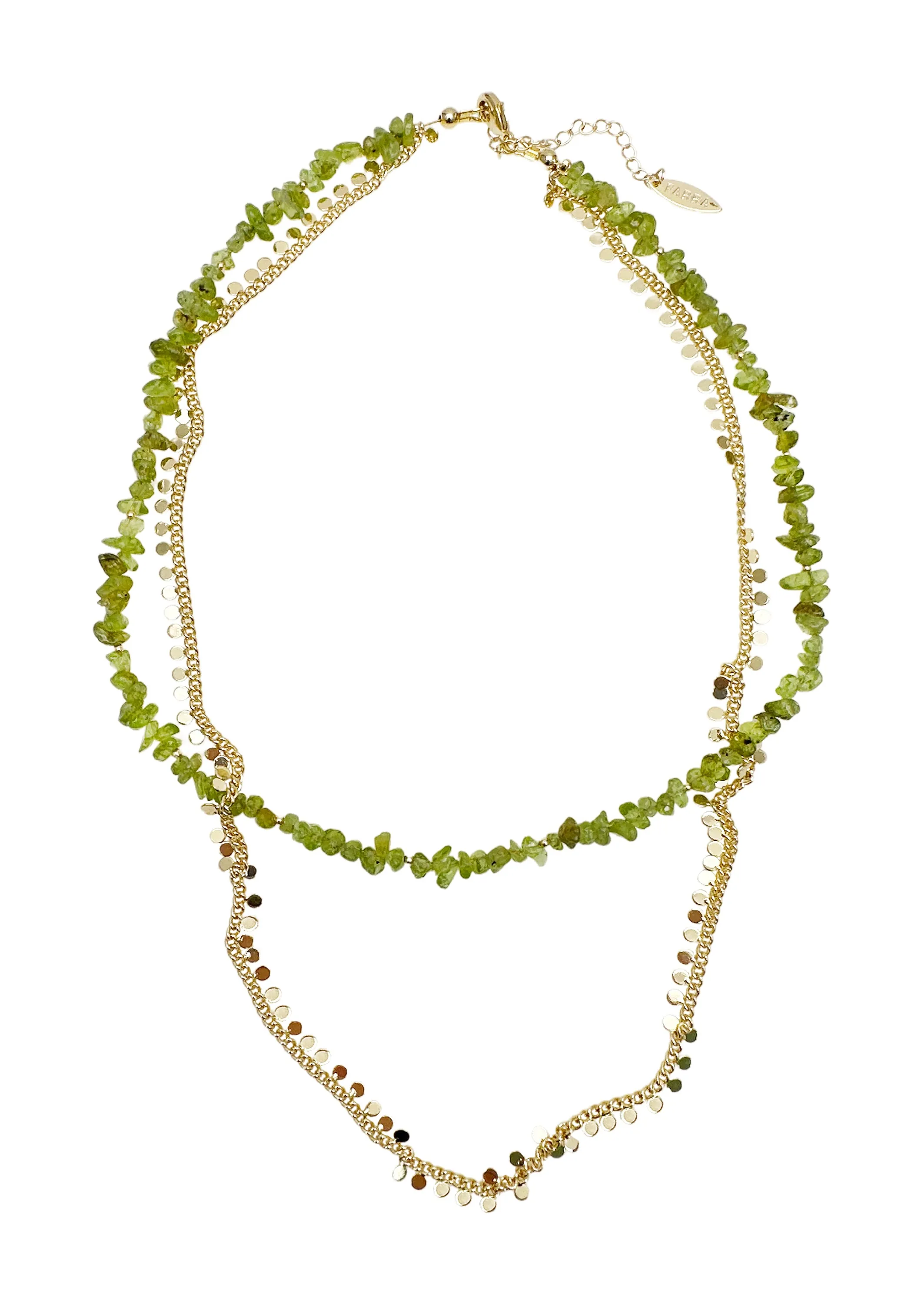 Irregular Peridot Double Layer Necklace LN082