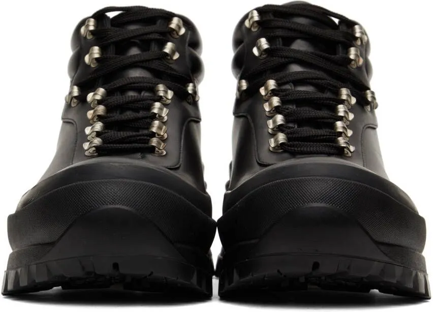 Jil Sander Black Leather Hiking Boots