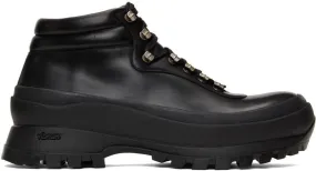 Jil Sander Black Leather Hiking Boots