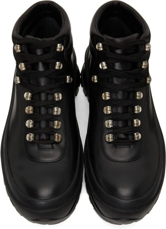 Jil Sander Black Leather Hiking Boots