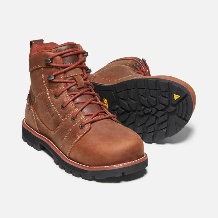 Keen Utility Womens Seattle Aluminum Toe Waterproof Work Boot-Gingerbread/Black