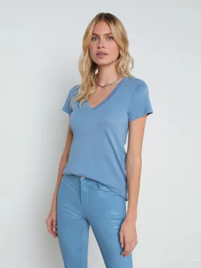 L’agence - Becca Cotton V Neck Tee - Blue Mist