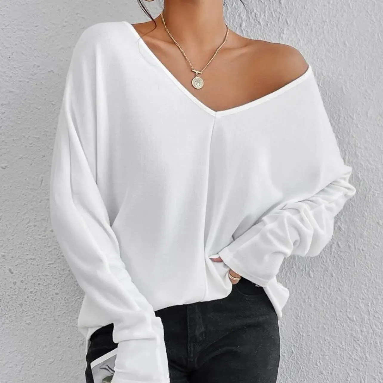 LARIA Long Sleeve Batwing Knit Top