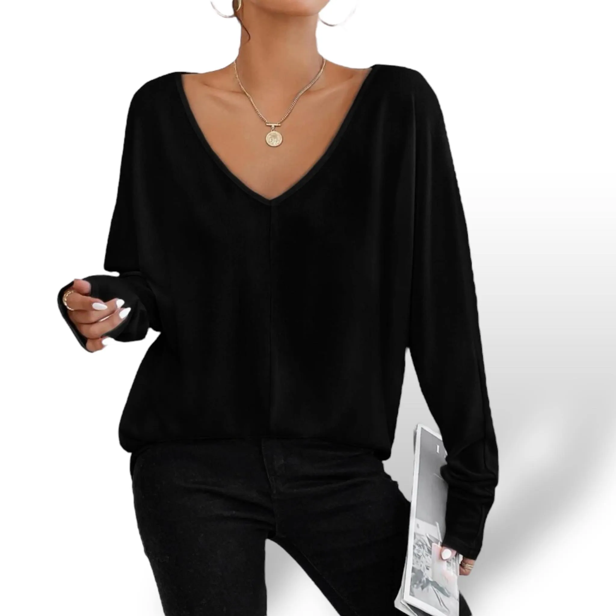 LARIA Long Sleeve Batwing Knit Top