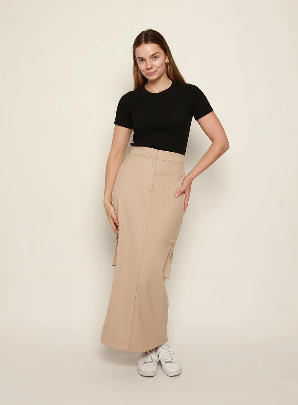 Laura Cargo Skirt-OATMEAL