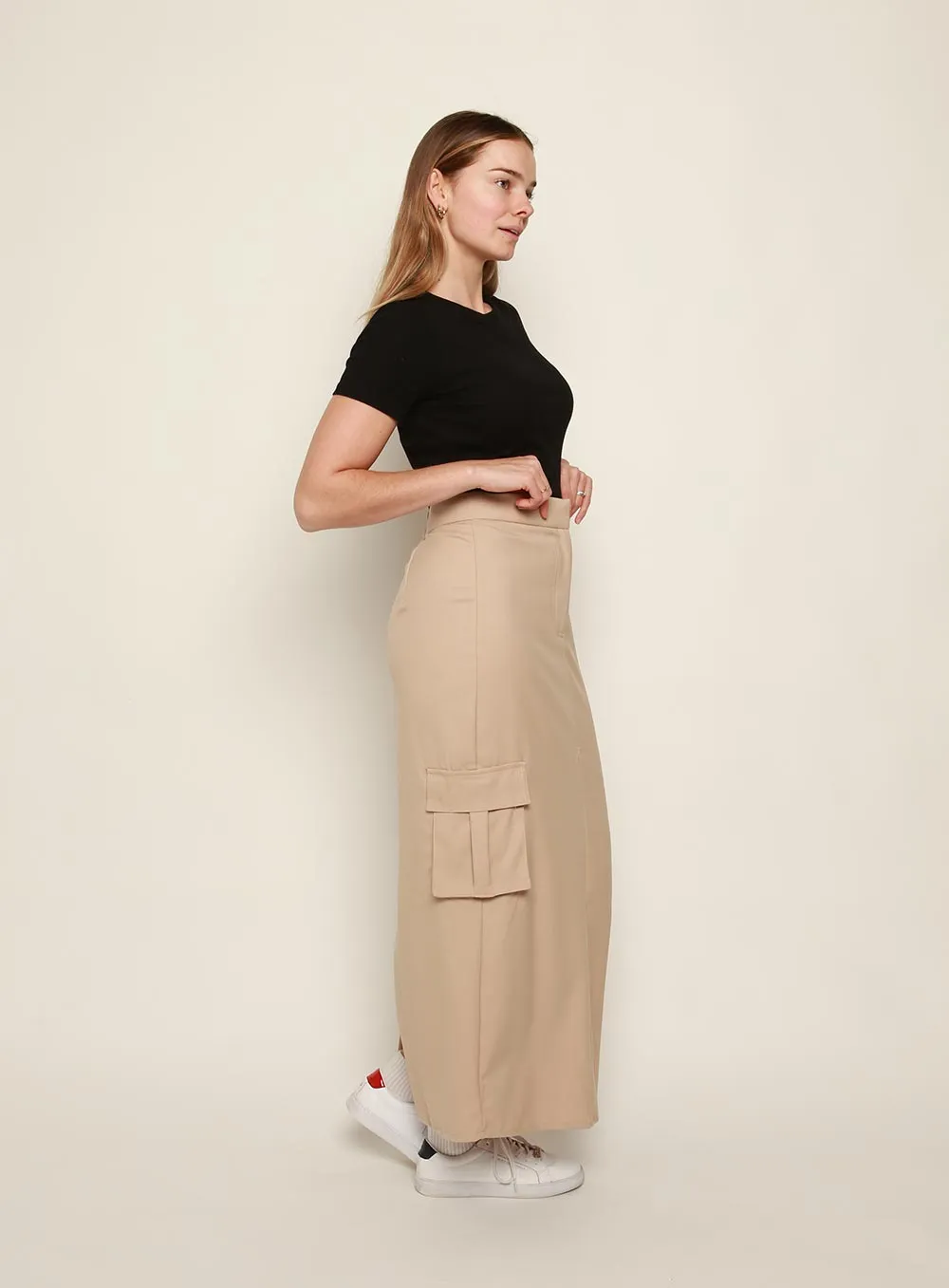 Laura Cargo Skirt-OATMEAL