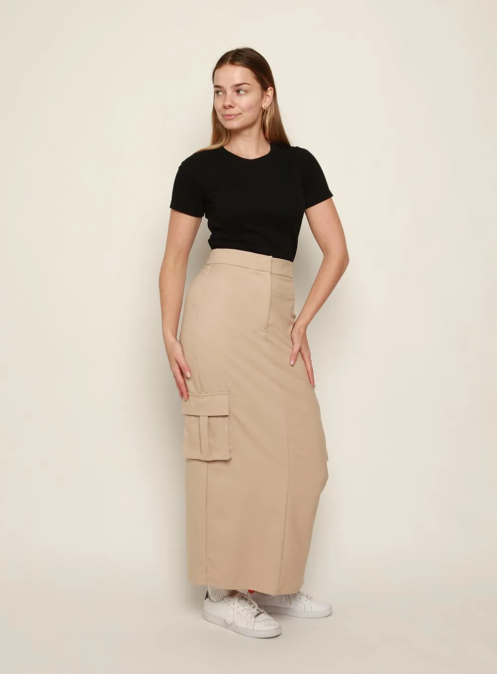 Laura Cargo Skirt-OATMEAL