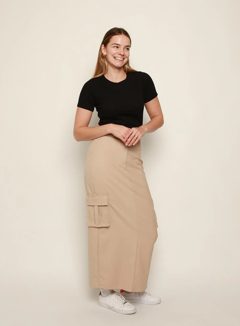 Laura Cargo Skirt-OATMEAL