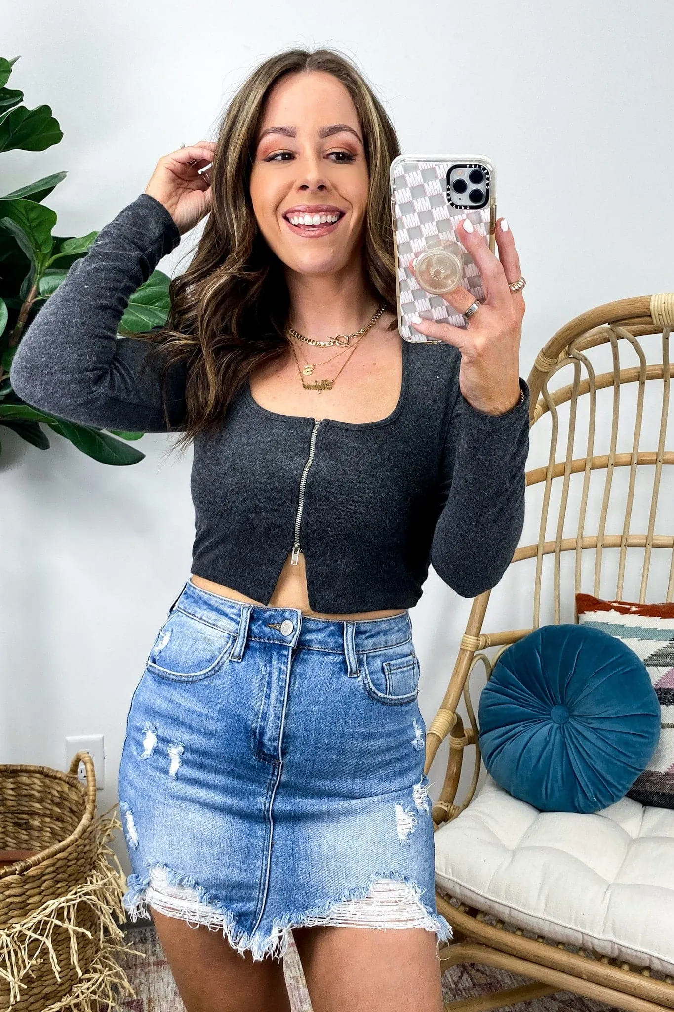 Local Flare Long Sleeve Half Zip Crop Top - FINAL SALE